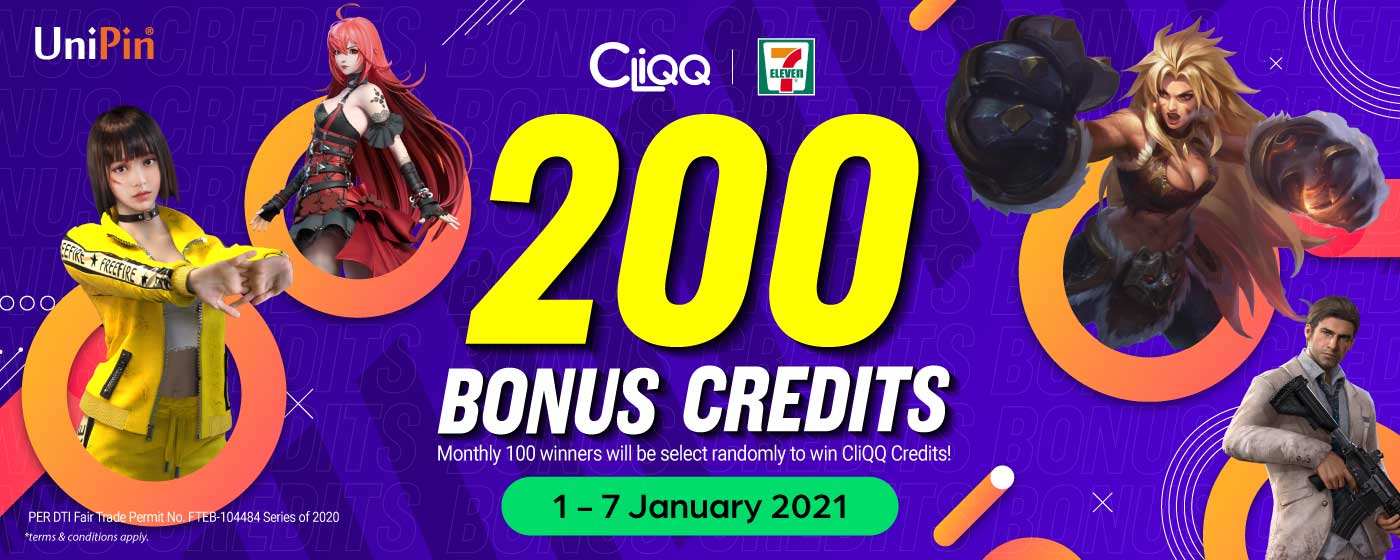Get BONUS CLiQQ Credits with UniPin now! (Jan)